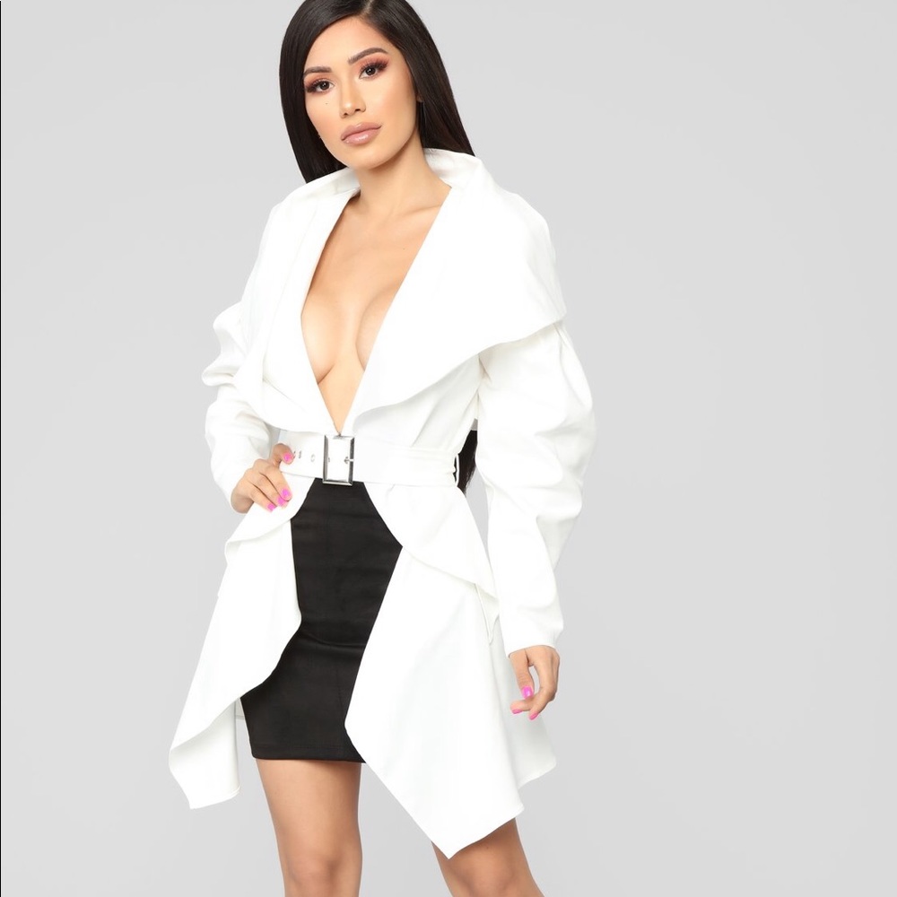 Long sleeve white top with belt